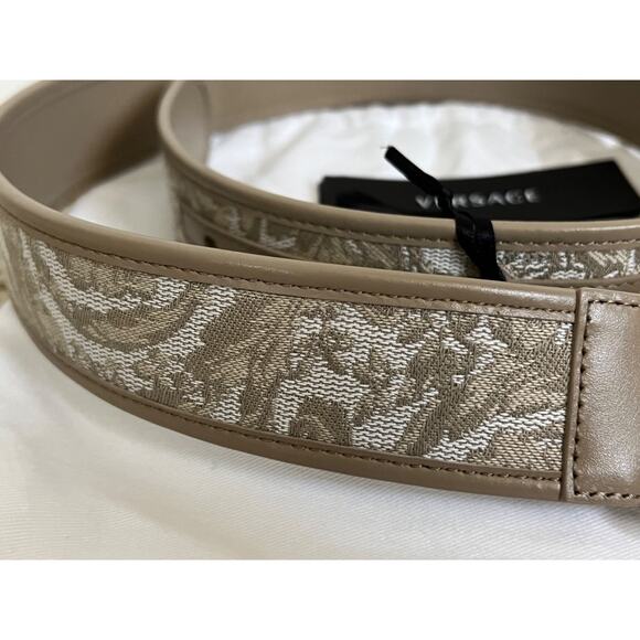 138. Versace Medusa Heritage Barocco Jacquard Logo Buckle Leather Belt main image 16